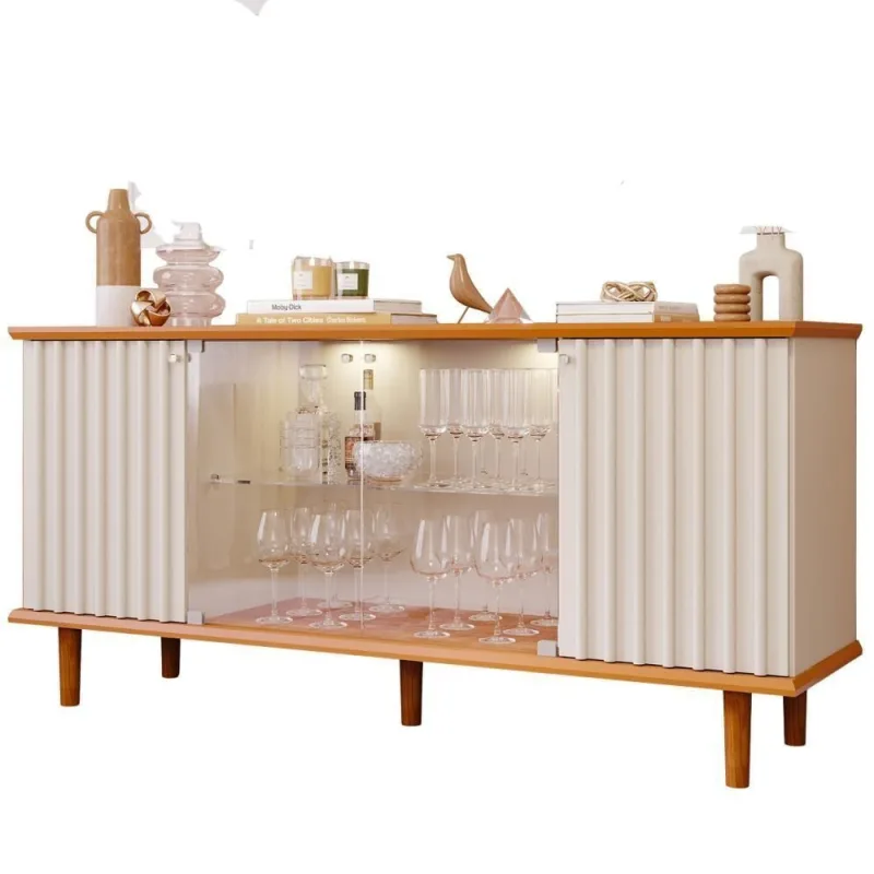 Buffet Balcão Janice 4 Portas MDF com LED Off White Milani Movelaria - OUTRAS