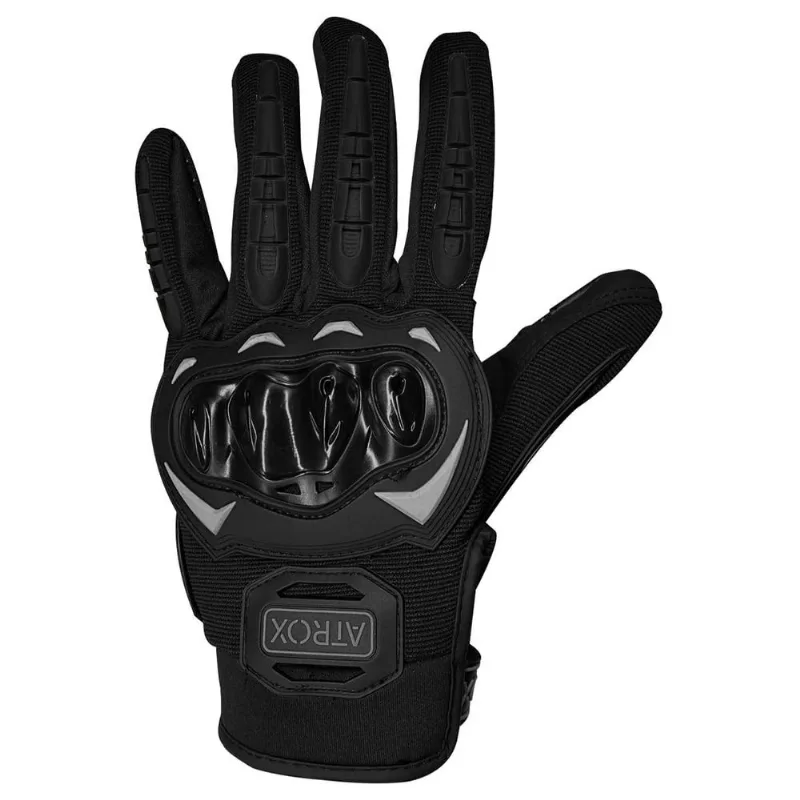Luva Para Motociclista Atrox Simple Black Preto E Cinza P (MP)