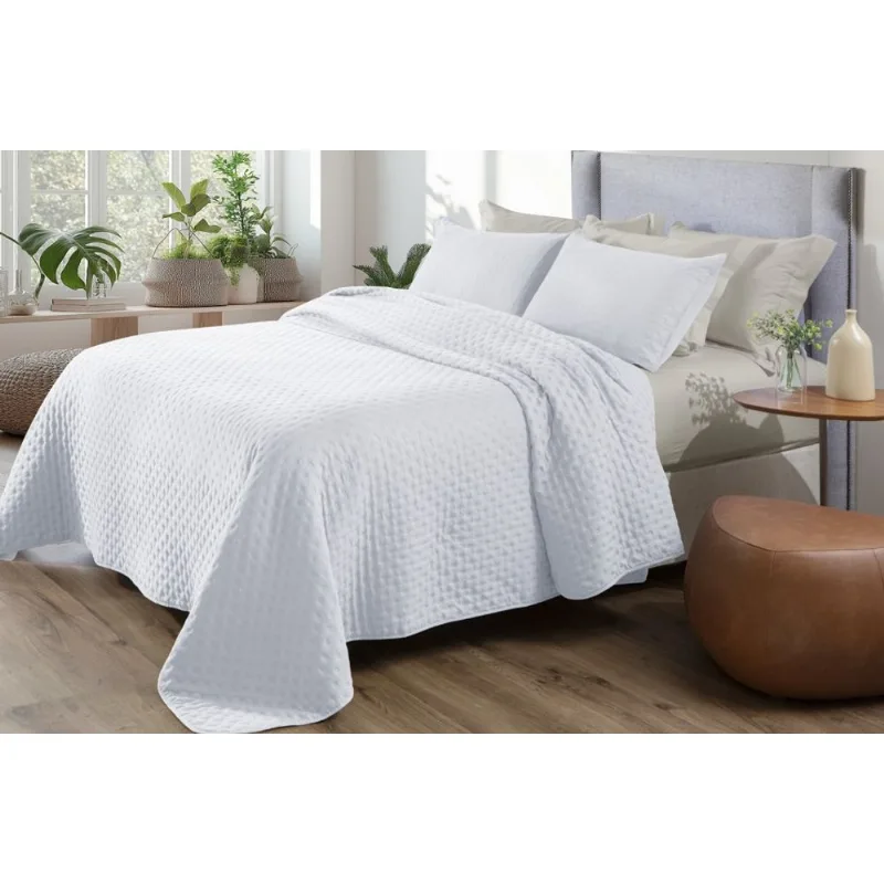 Kit Colcha Chamonix 2,40X2,60 Home Queen Branco Becadecor
