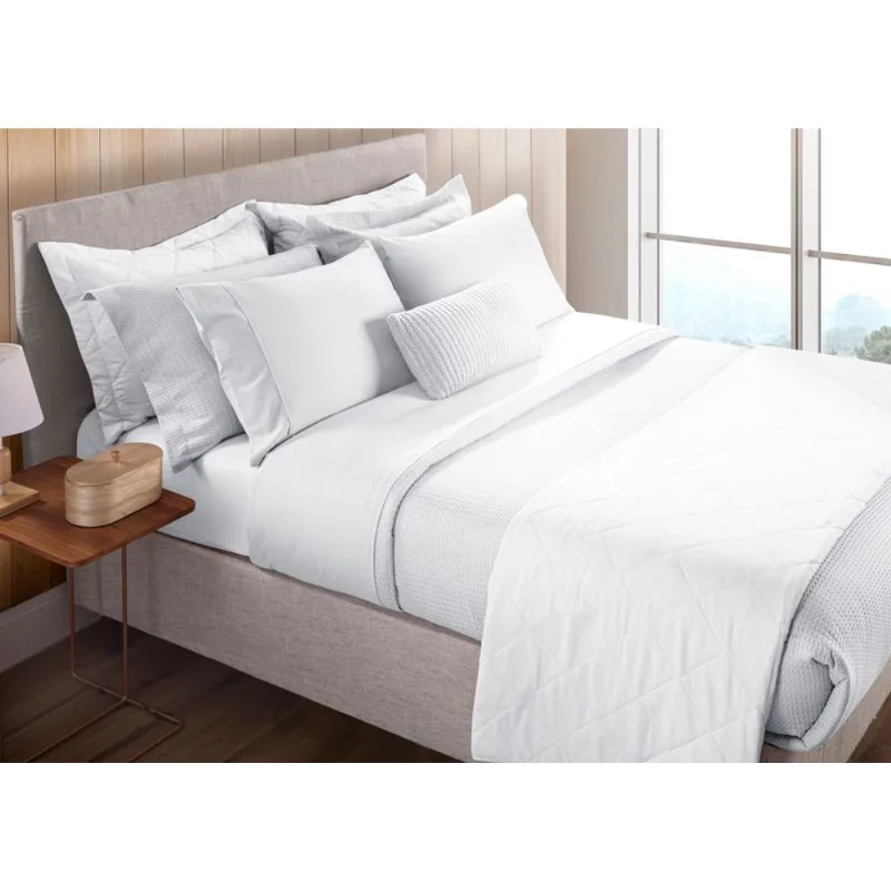 Jogo De Cama Cedros 3 Peças 150 Fios Com Vivo Casal Branco Becadecor