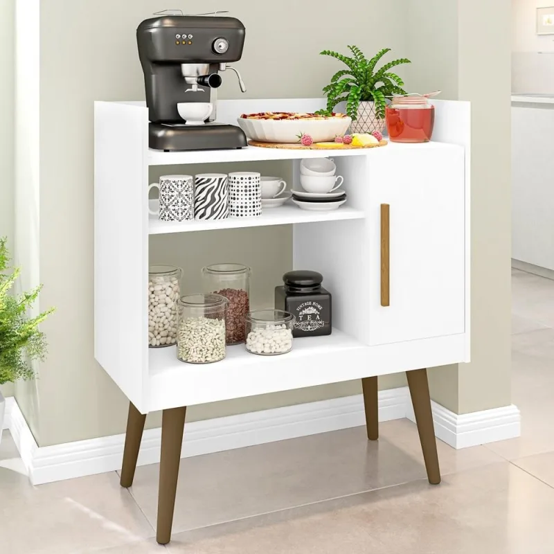 Balcão Aparador Buffet Para Café 01 Porta B02 Branco - Lyam Decor - Lyam Decor - Móveis