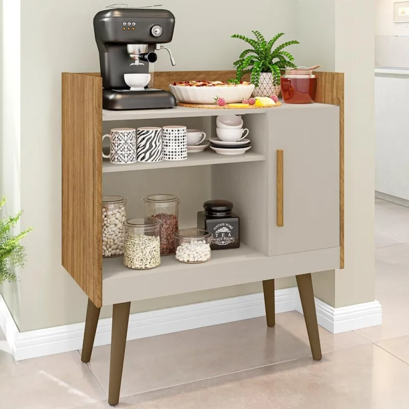 Balcão Aparador Buffet Para Café 01 Porta B02 Cinamomo Off White - Lyam Decor - Lyam Decor - Móveis