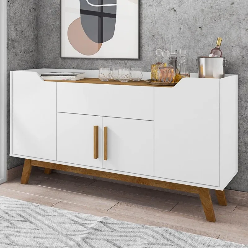 Aparador Buffet Sala de Jantar com 04 Portas 01 Gaveta Future B02 Branco Cinamomo - Lyam Decor - Lyam Decor