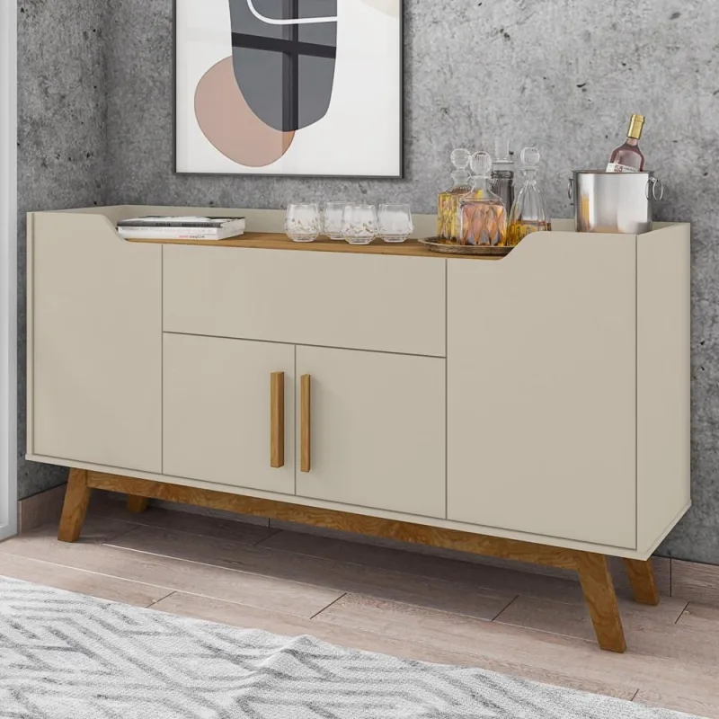 Aparador Buffet Sala de Jantar com 04 Portas 01 Gaveta Future B02 Off White Cinamomo - Lyam Decor - Lyam Decor