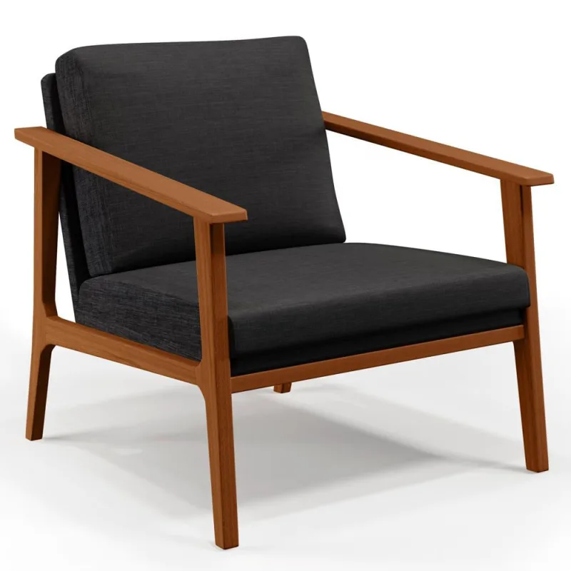 Poltrona Decorativa Para Sala de Estar Petra B04 Linho Chumbo - Lyam Decor - Lyam Decor