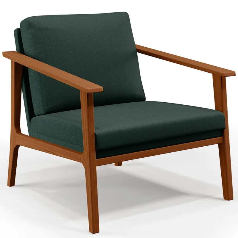 Poltrona Decorativa Para Sala de Estar Petra B04 Linho Verde Musgo - Lyam Decor - Lyam Decor