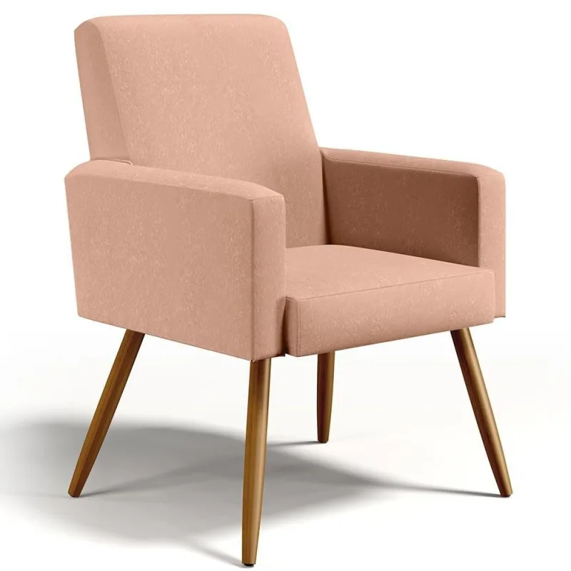 Poltrona Maria Linho Rosê - Lyam Decor