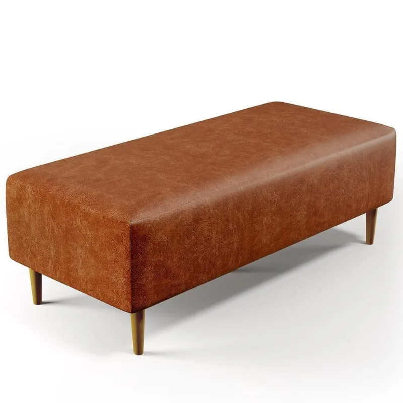 Puff Sala De Estar Pés Palito 120x50 Cm Couríssimo Camel - Lyam Decor