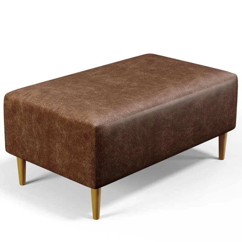 Puff Decorativo Sala de Estar Cléo W01 Pés Palito 90 cm Couríssimo Marrom - Lyam Decor - Lyam Decor - Móveis