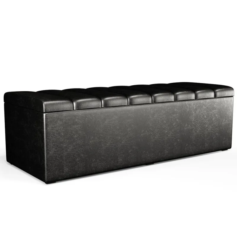 Calçadeira Recamier Baú Para Cama De Casal Queen Dália 160x50 Cm W01 Couríssimo Preto - Lyam Decor - Não Disponível - Móveis