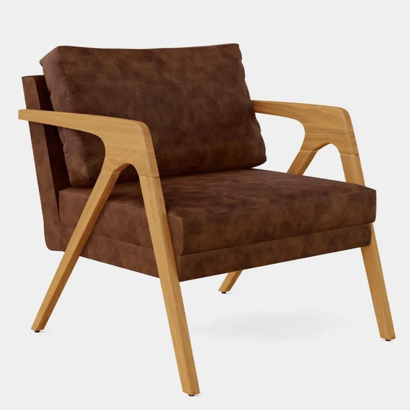 Poltrona Pietra Com Estrutura Madeira Marrom - Lyam Decor