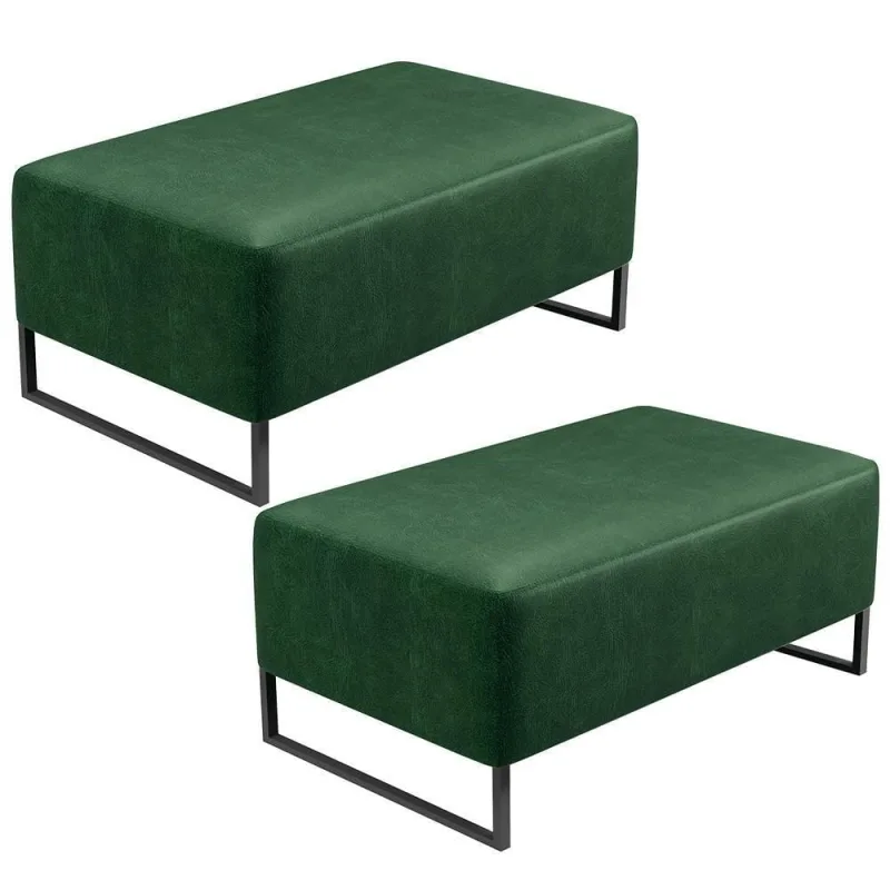 Kit 02 Puff Cléo W01 Base De Ferro 90cm Facto Verde Musgo - Lyam Decor - Agro