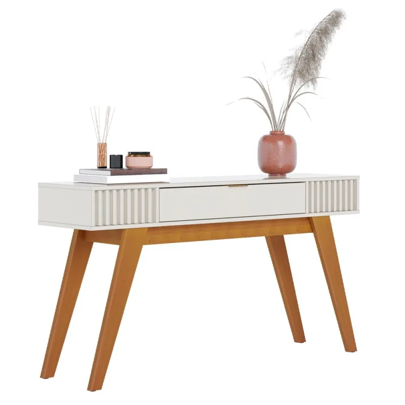Aparador Decorativo Para Sala de Estar 01 Gaveta Delta C04 Freijó Off White - Lyam Decor - Lyam Decor - Móveis