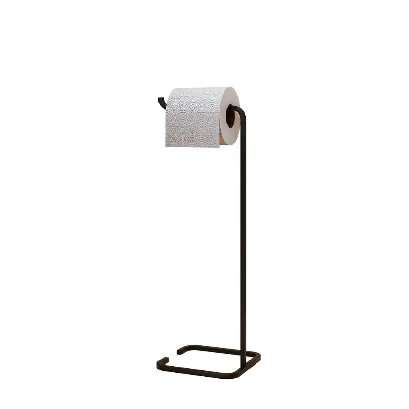 Suporte Papeleira De Chão Para Banheiro Lavabo Set Aço Multiuso D01 Preto Fosco - Lyam Decor