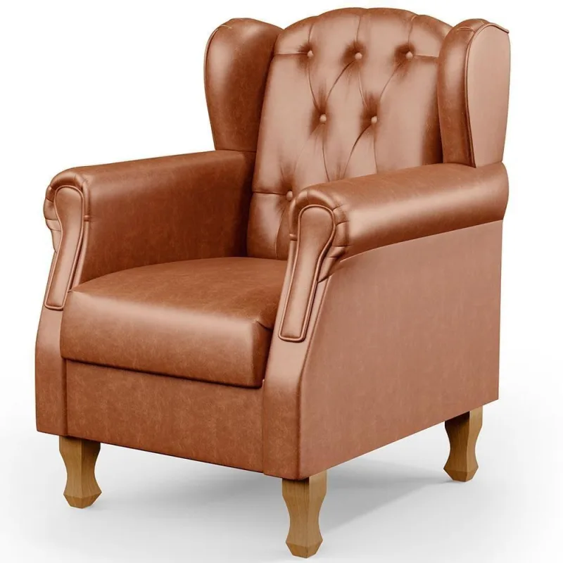 Poltrona Para Sala De Estar Yara P02 Couríssimo Camel Caramelo Lyam Decor - Lyam Decor - Agro