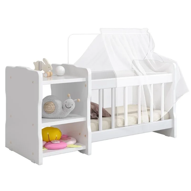 Berço Para Boneca Cristal Ursinho C02 Brinquedo Infantil Branco Lyam Decor