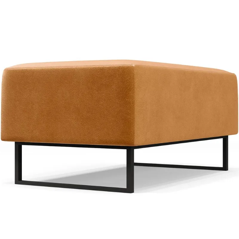 Puff Decorativo Sala de Estar Cléo W01 Base Ferro 90 cm Couríssimo Whisky - Lyam Decor - Lyam Decor