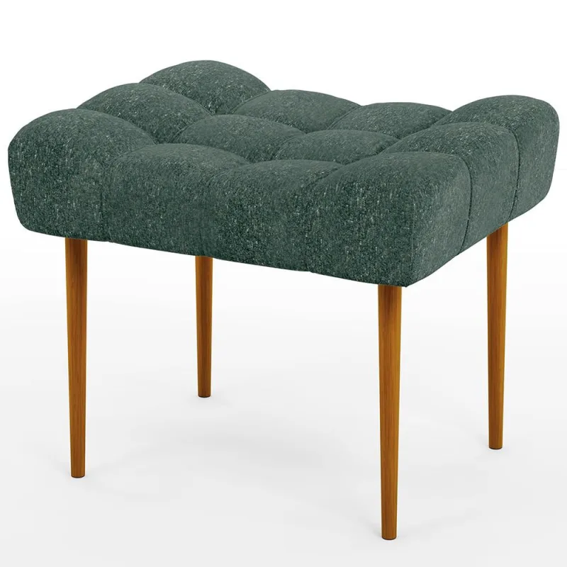 Puff Decorativo Para Sala De Estar Requinte L02 Linho Verde Musgo - Lyam Decor - Lyam Decor