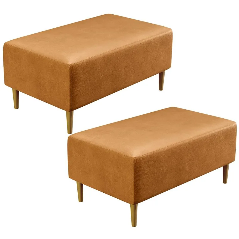 Kit 02 Puffs Decorativos Para Sala De Estar Cléo W01 Pés Palito 90 cm Courissímo Whisky - Lyam Decor