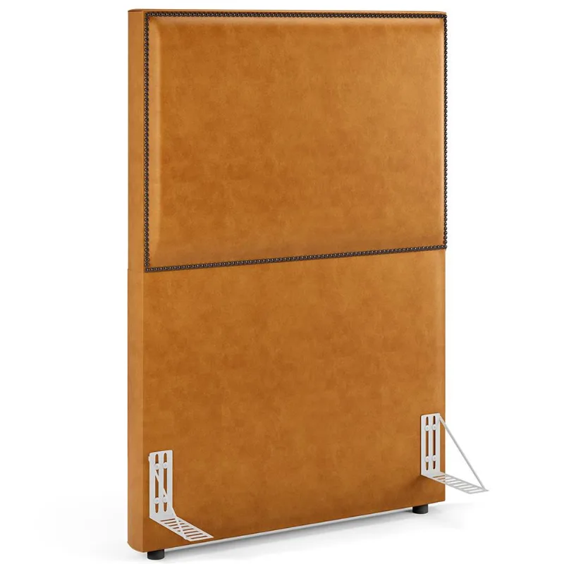 Cabeceira Box Solteiro Com Tachas 100 cm Vicenza L02 Couríssimo Whisky - Lyam Decor - Lyam Decor
