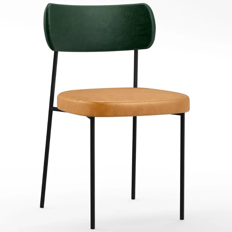 Cadeira Decorativa Para Sala De Jantar Melina L02 Couríssimo Verde Musgo Couríssimo Whisky - Lyam Decor - Lyam Decor