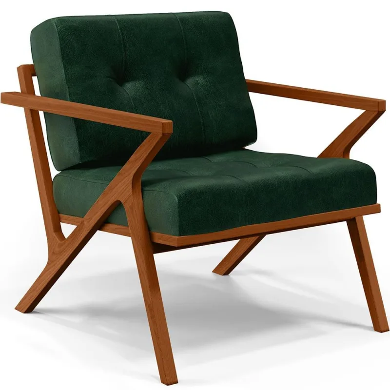 Poltrona Decorativa Sala De Estar Com Cintas De Corano Laís B04 Facto Verde Musgo - Lyam Decor - Lyam Decor