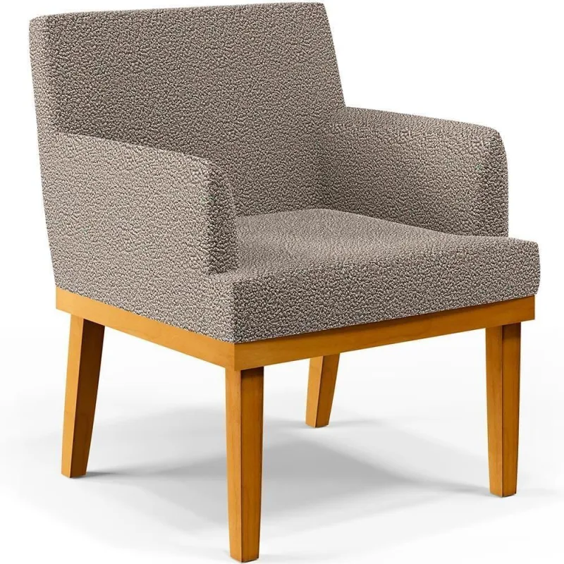 Poltrona Base Mel Beatriz Bouclê Bege - Lyam Decor