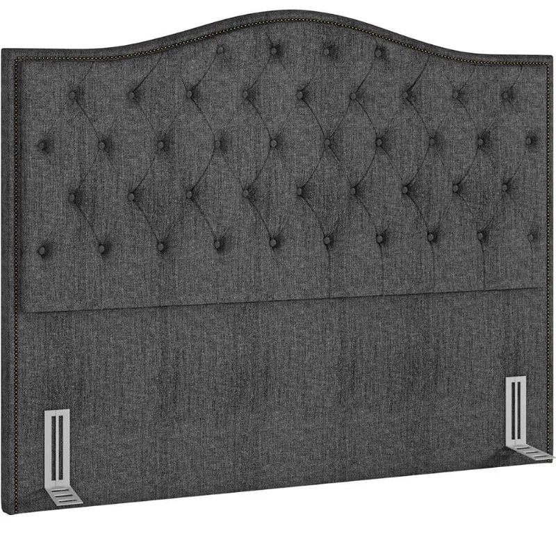 Cabeceira Cama Box Casal 140 cm P05 Grécia Linho Cinza Escuro - Lyam Decor