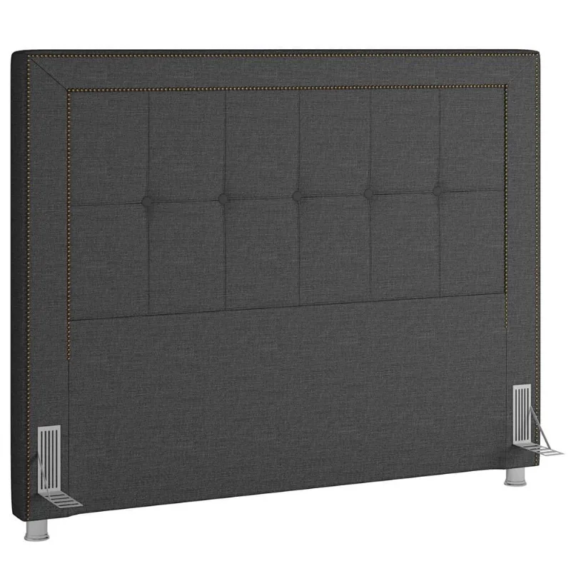 Cabeceira Cama Box Casal King 195 cm P05 Atenas Linho Cinza Escuro - Lyam Decor - Lyam Decor