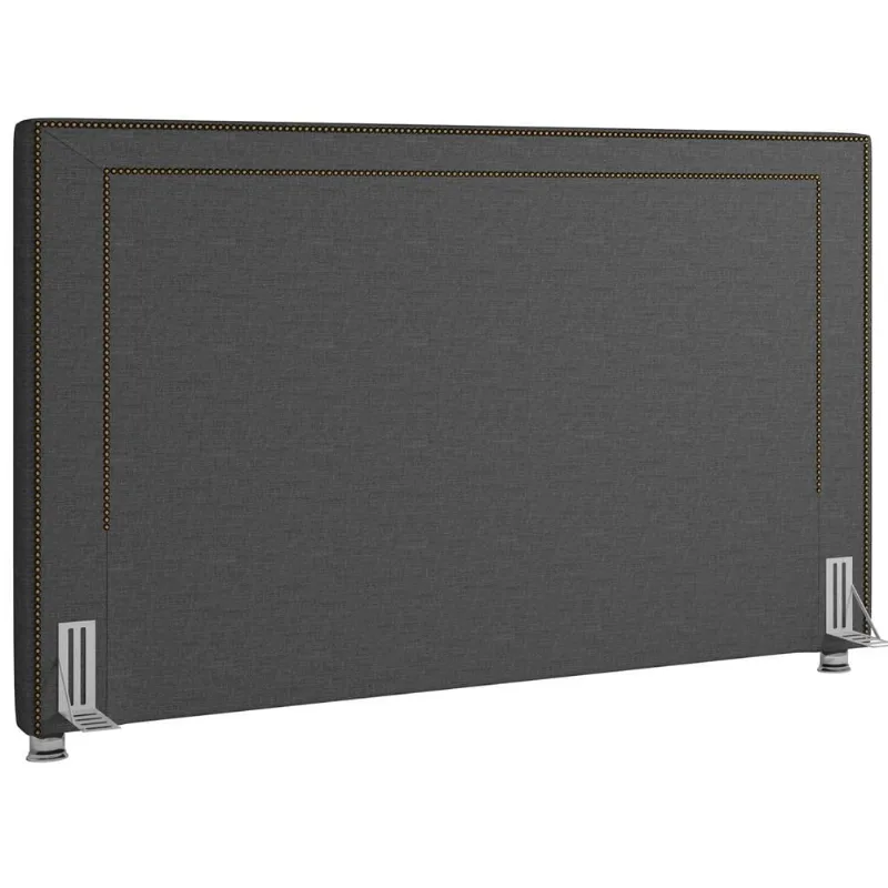 Cabeceira Cama Box Casal King 195 cm P05 Berlim Linho Cinza Escuro - Lyam Decor - Lyam Decor