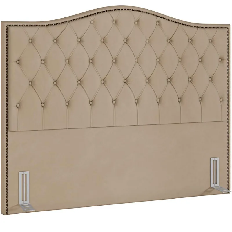 Cabeceira Cama Box Casal King 195 cm P05 Grécia Veludo Bege - Lyam decor