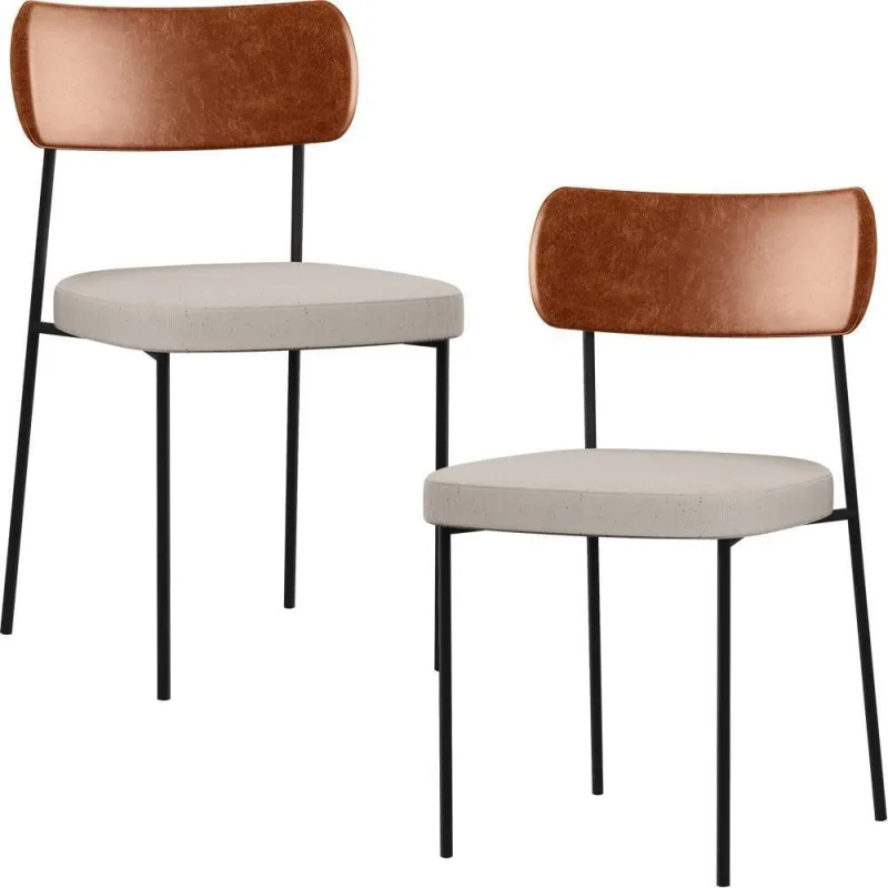 Kit 02 Cadeiras Sala De Jantar L02 Camel Cru - Lyam Decor