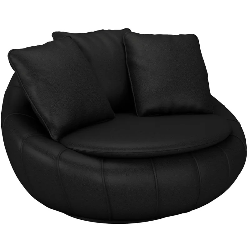 Poltrona Para Sala De Estar Decorativa Giratória Kira M03 Couríssimo Preto - Lyam Decor - Lyam Decor - Móveis