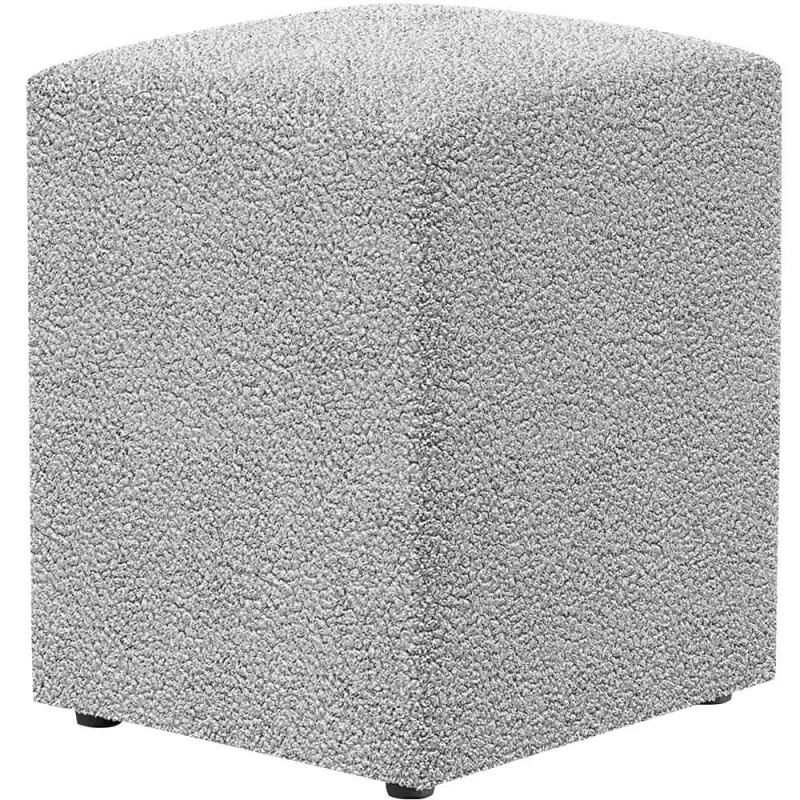 Puff Quadrado Decorativo Sala De Estar L02 Bouclê Cinza - Lyam Decor - Lyam Decor