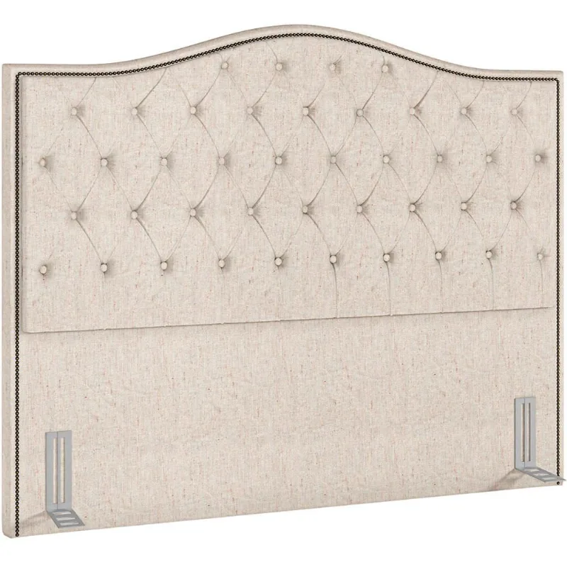 Cabeceira Cama Box Casal 140 cm P05 Grécia Linho Bege Claro - Lyam Decor