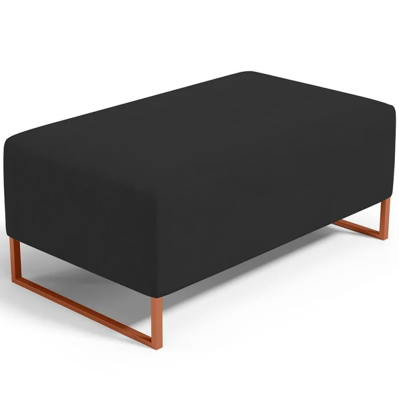 Puff Decorativo Sala De Estar Cléo 90cm Base De Ferro Cobre W01 Suede Preto - Lyam Decor - Lyam Decor - Móveis