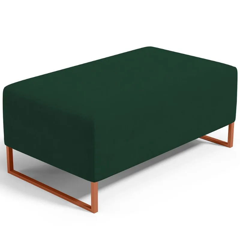 Puff Decorativo Sala De Estar Cléo 90cm Base De Ferro Cobre W01 Suede Verde Musgo - Lyam Decor - Lyam Decor