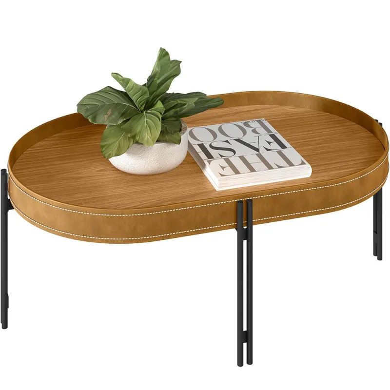 Mesa de Centro Decorativo Sala de Estar Industrial Caramelo Nord L05 Nature Preto - Lyam Decor - Lyam Decor