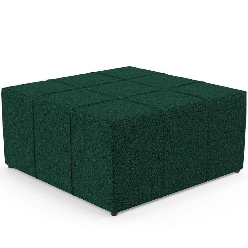 Puff Decorativo Para Sala De Estar Quadrado Milano 90x90cm W01 Bouclê Verde - Lyam Decor - Lyam Decor