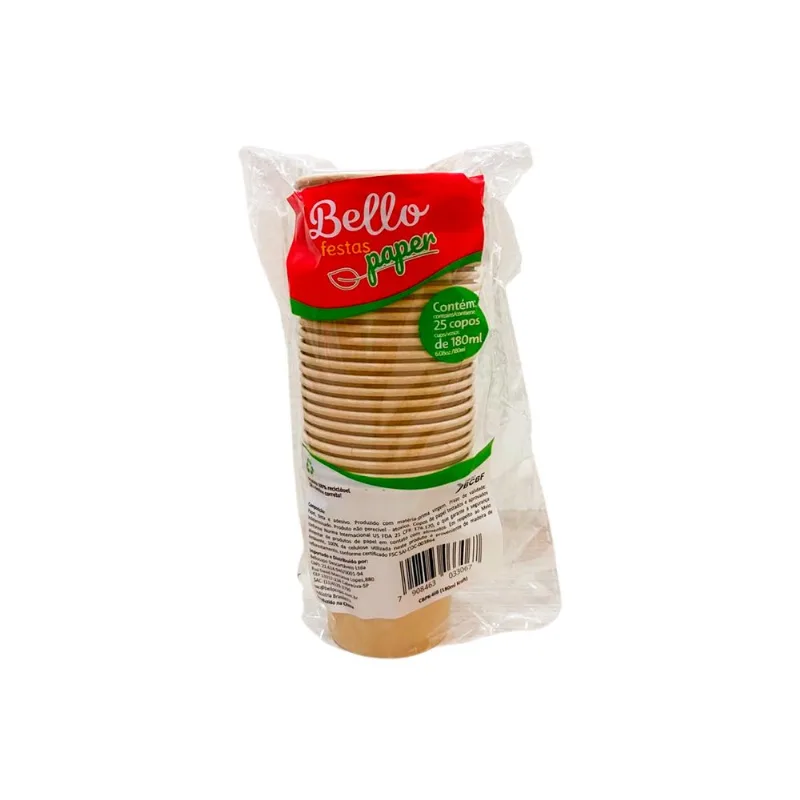 Copo Papel 180ml Bello Festas 25un