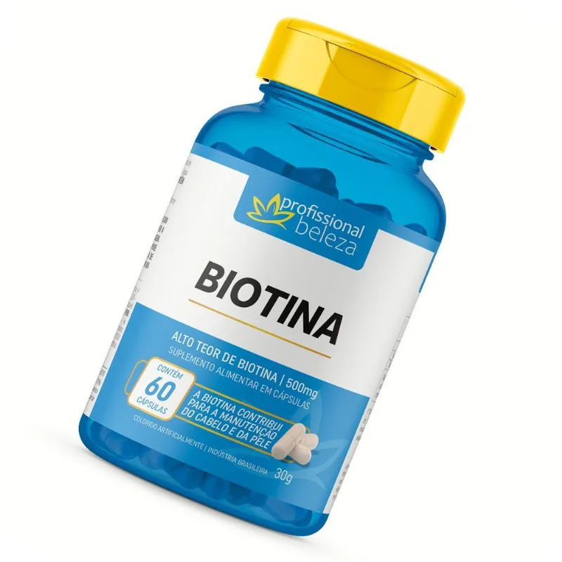 Biotina 500mg Cabelo E Pele Profissional Beleza 60 Cápsulas