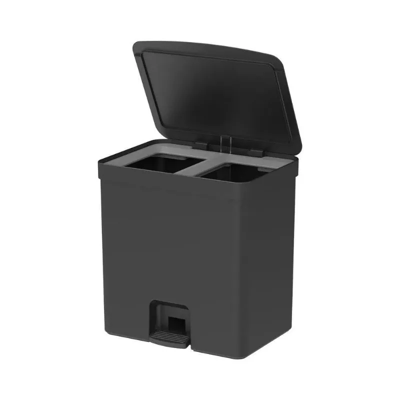 Lixeira Com Pedal Trium 20 L Com Duplo Compartimento Preto Ou