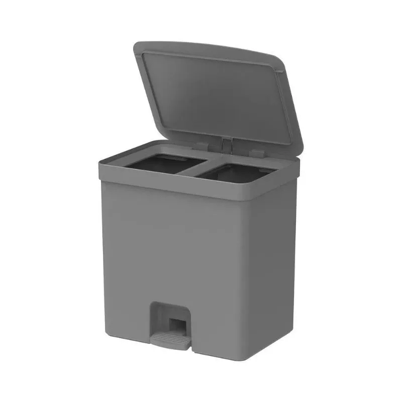 Lixeira Com Pedal Trium 20 L Com Duplo Compartimento Chumbo