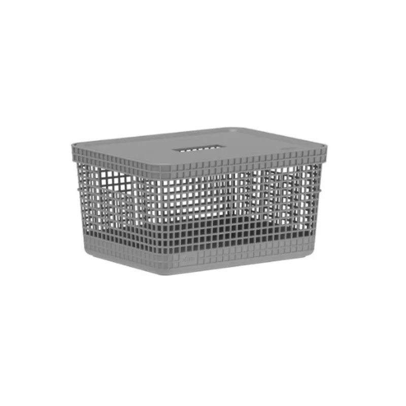 Cesto Organizador Grid 8L com Tampa Chumbo Martiplast
