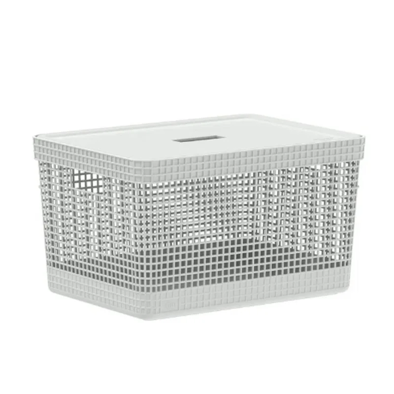 Cesto Grid com Tampa 20L Branco Oceano Martiplast