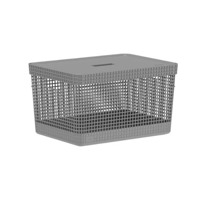 Cesto Organizador Grid 20L com Tampa Chumbo Martiplast