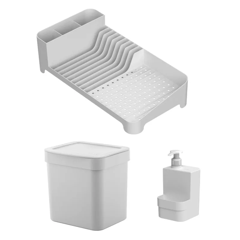 Conjunto Organização Sobre a Pia Trium 3 Peças Branco Ou - OU - Utilidades Domesticas