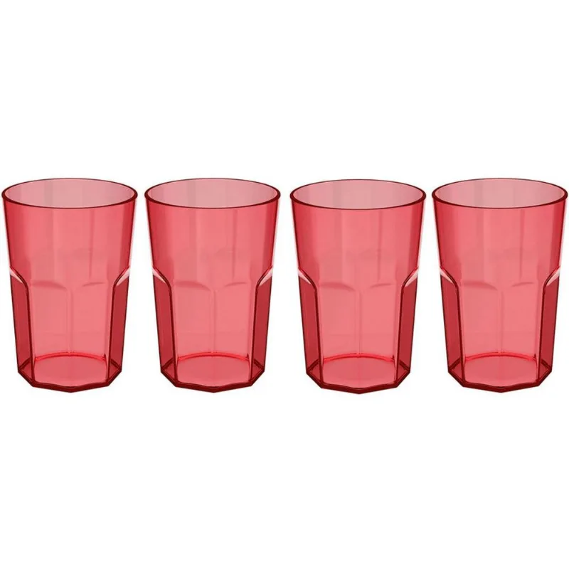 Kit Copos Martiplast 4 Peças Ou Drink 400ml Vermelho KTE103_BEMVM