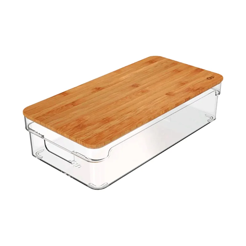 Organizador Clear com Tampa de Bambu Transparente Ou 3,5 L