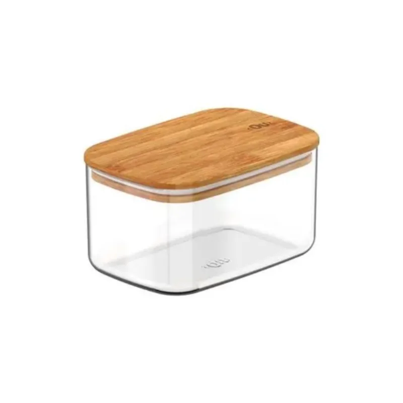 Pote Hermético Keep Ou 650Ml - Transparente e Bambu